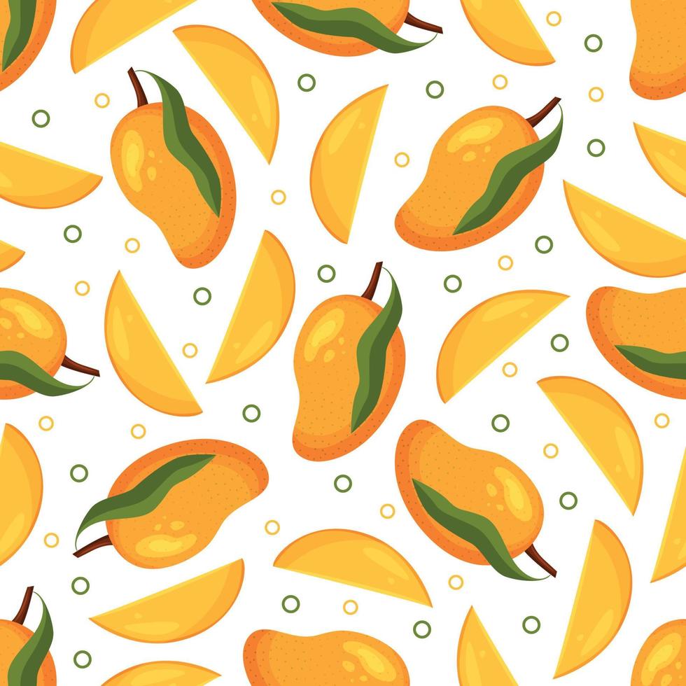 patrón vectorial sin costuras con jugosos mangos amarillos maduros vector