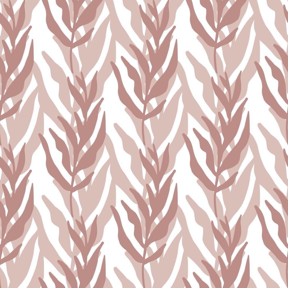Geometric jungle plants leaves seamless pattern on white background. Vintage floral wallpaper. vector