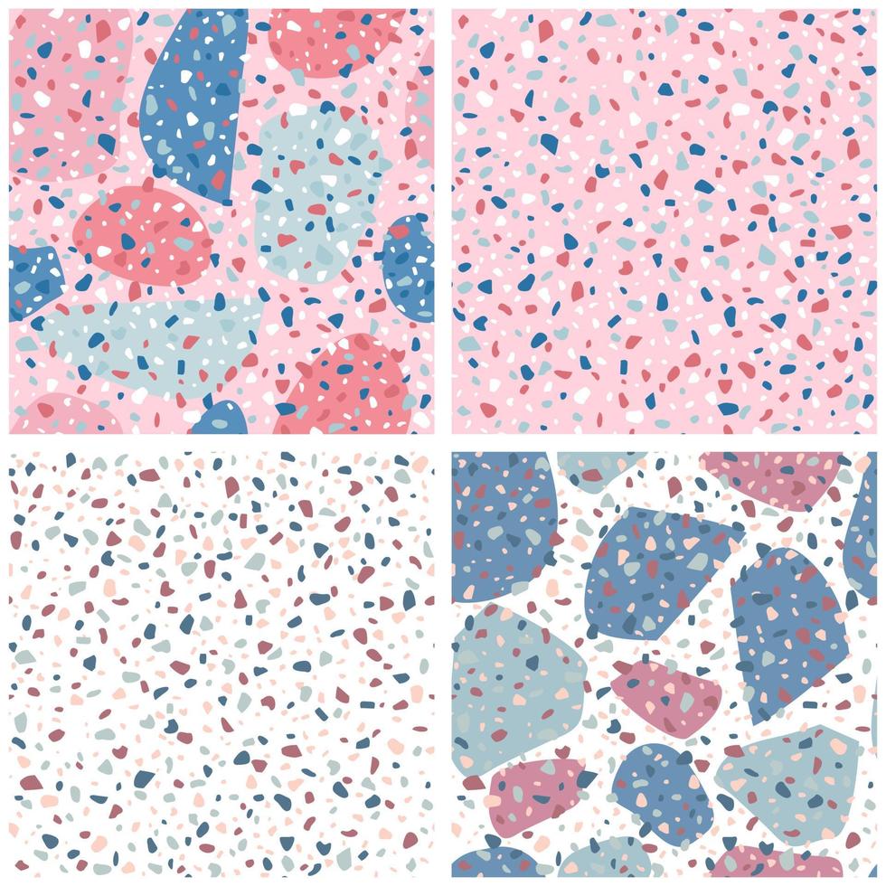 Set of Terrazzo seamless pattern design. Marble wallpaper on background. vector