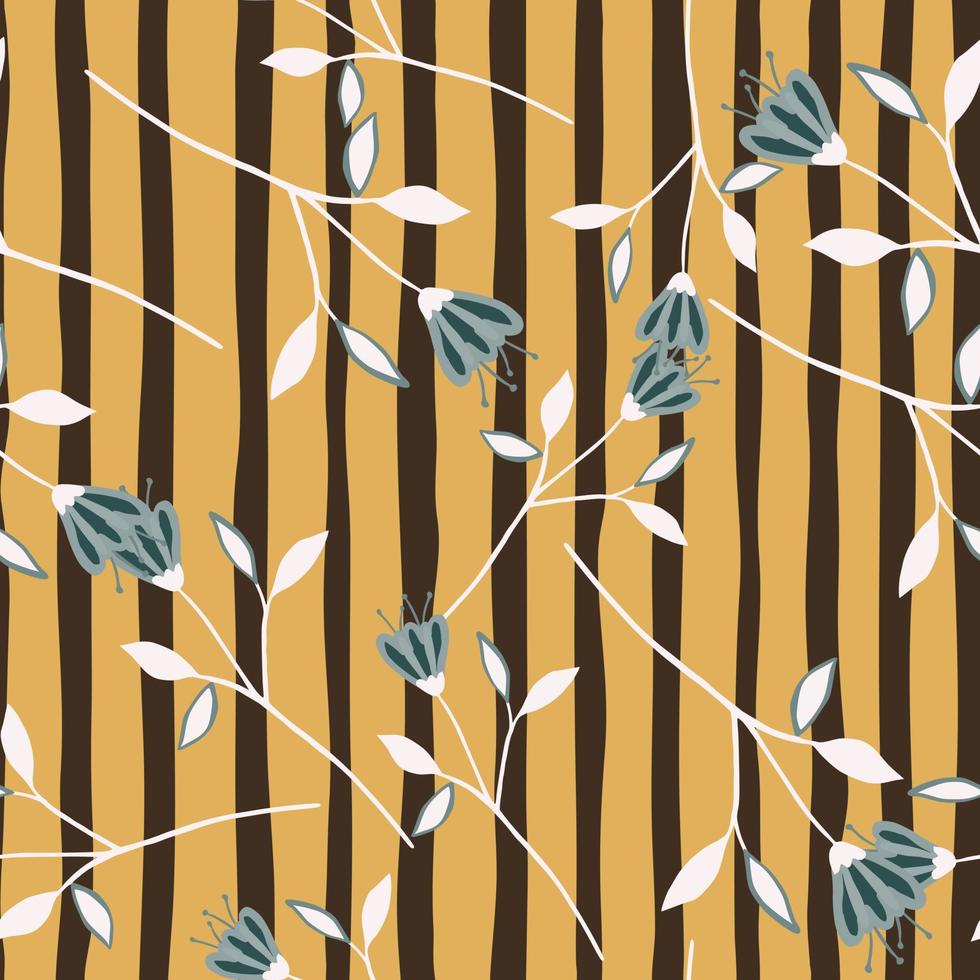 Simple cute wildflower seamless pattern on stripe background. vector