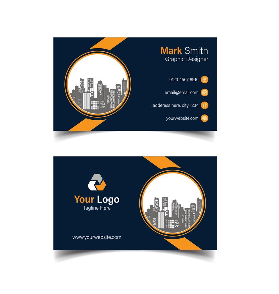 plantilla de diseño de tarjeta de visita corporativa naranja y negra vector