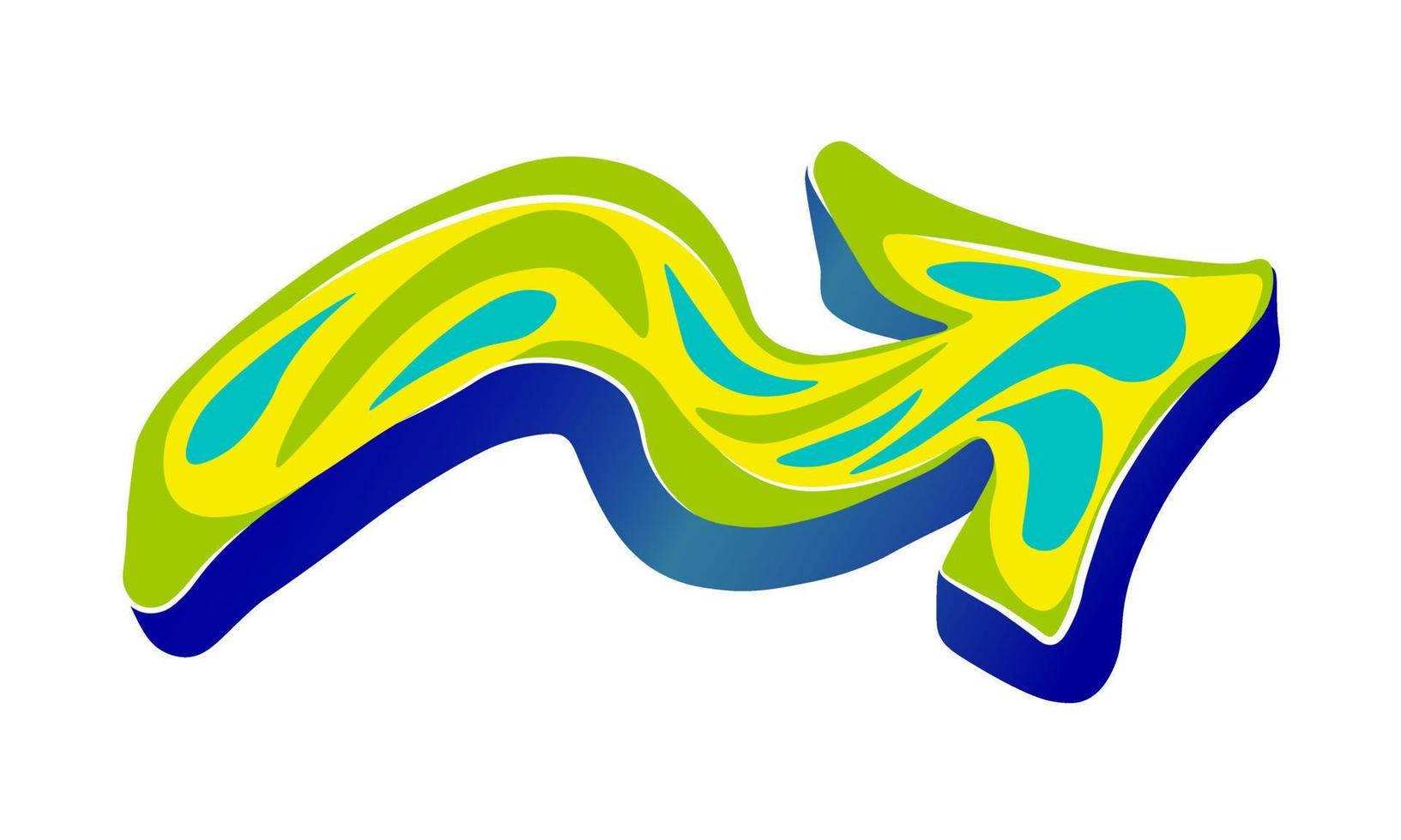 Graffiti arrow, dynamic drawing with volume. vector