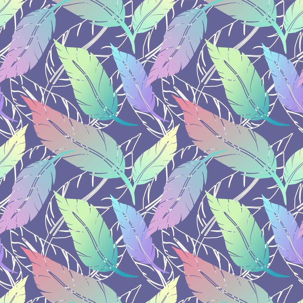 Colorful background with feathers. vector