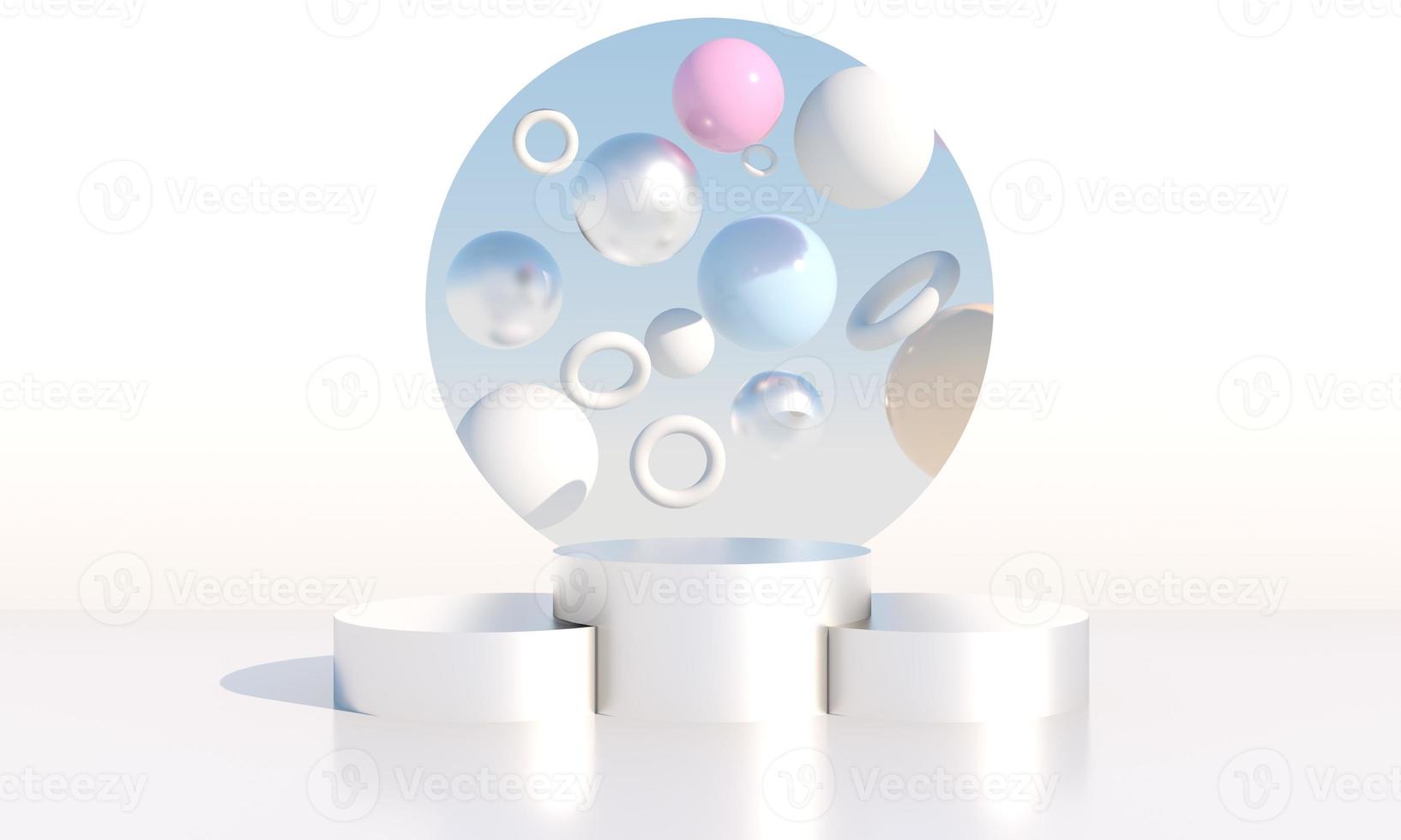 Minimal scene with geometrical forms, podiums in cream background with shadows. Scene to show cosmetic product, Showcase, shopfront, display case. 3d photo