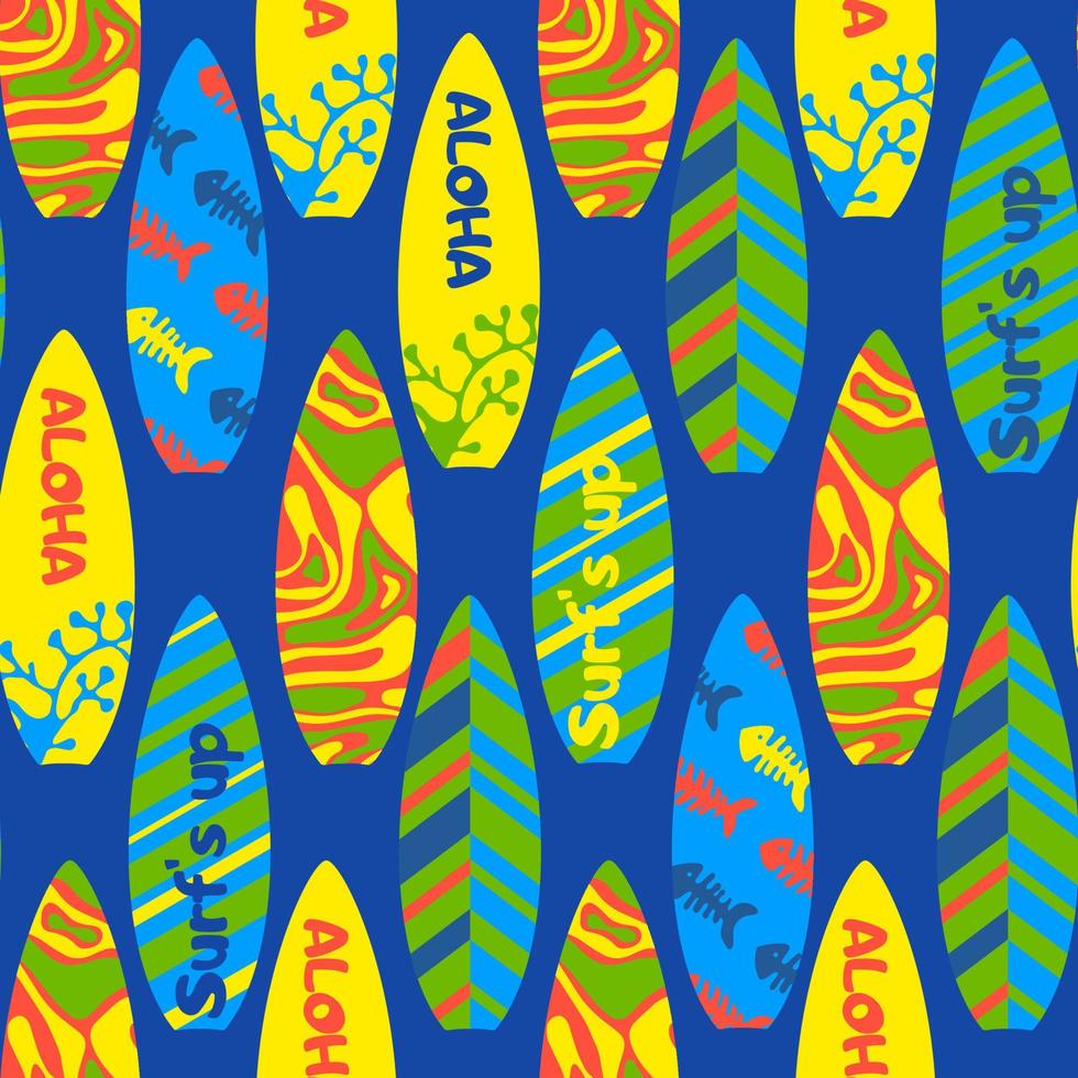 Print with surfboards. Funny seamless pattern for clothes summer. vector