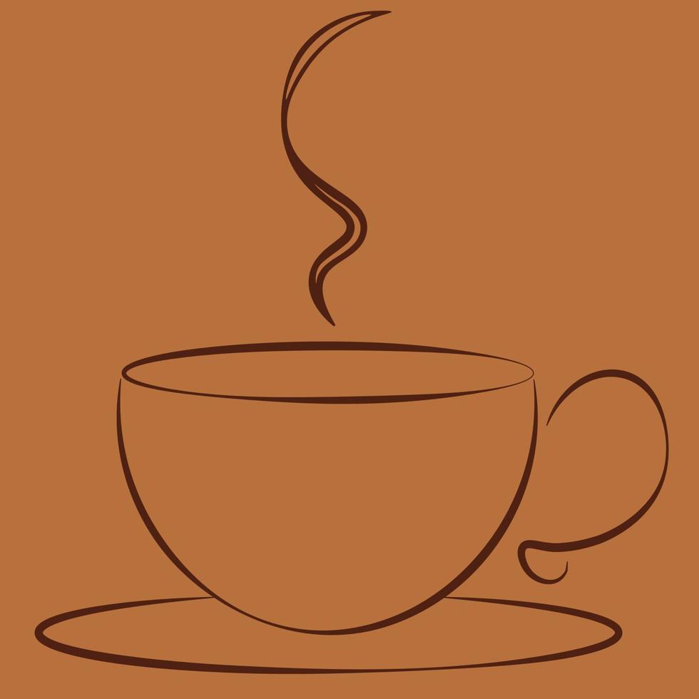 Hot coffee cup contour pattern vector illustration