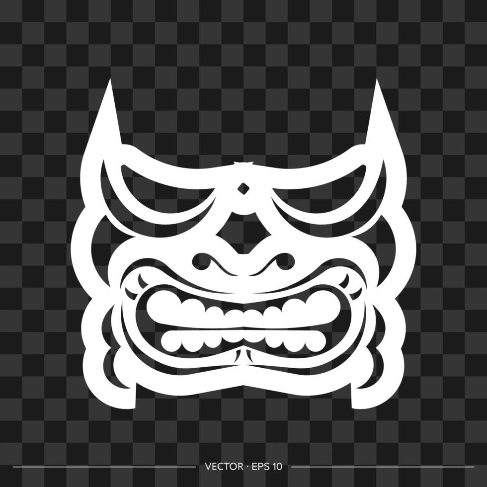 Viking face made from patterns. The contour of the face or mask of a warrior. Polynesian, Hawaiian or Maori patterns. For T-shirts, prints and tattoos. vector