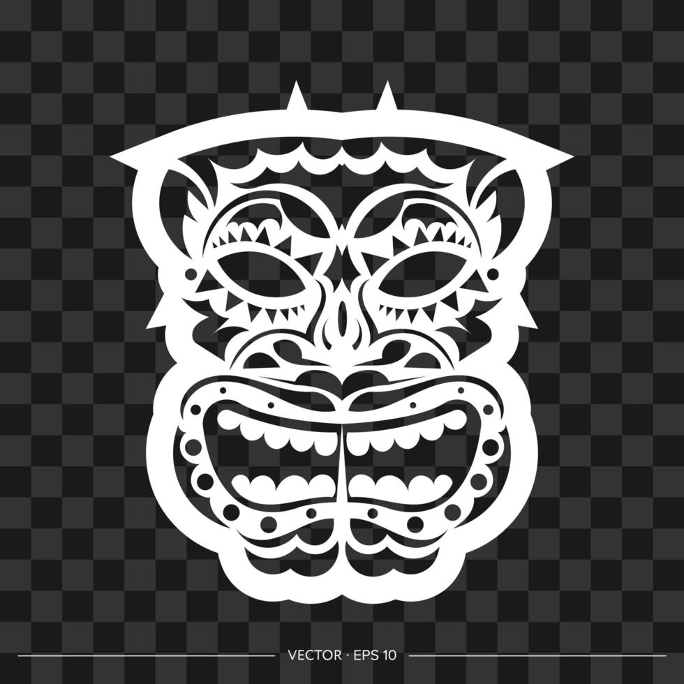 The face of a leader or tribal warrior from patterns. The contour of the face or mask of a warrior. Polynesian, Hawaiian or Maori patterns. For T-shirts, prints and tattoos. Vector illustration.