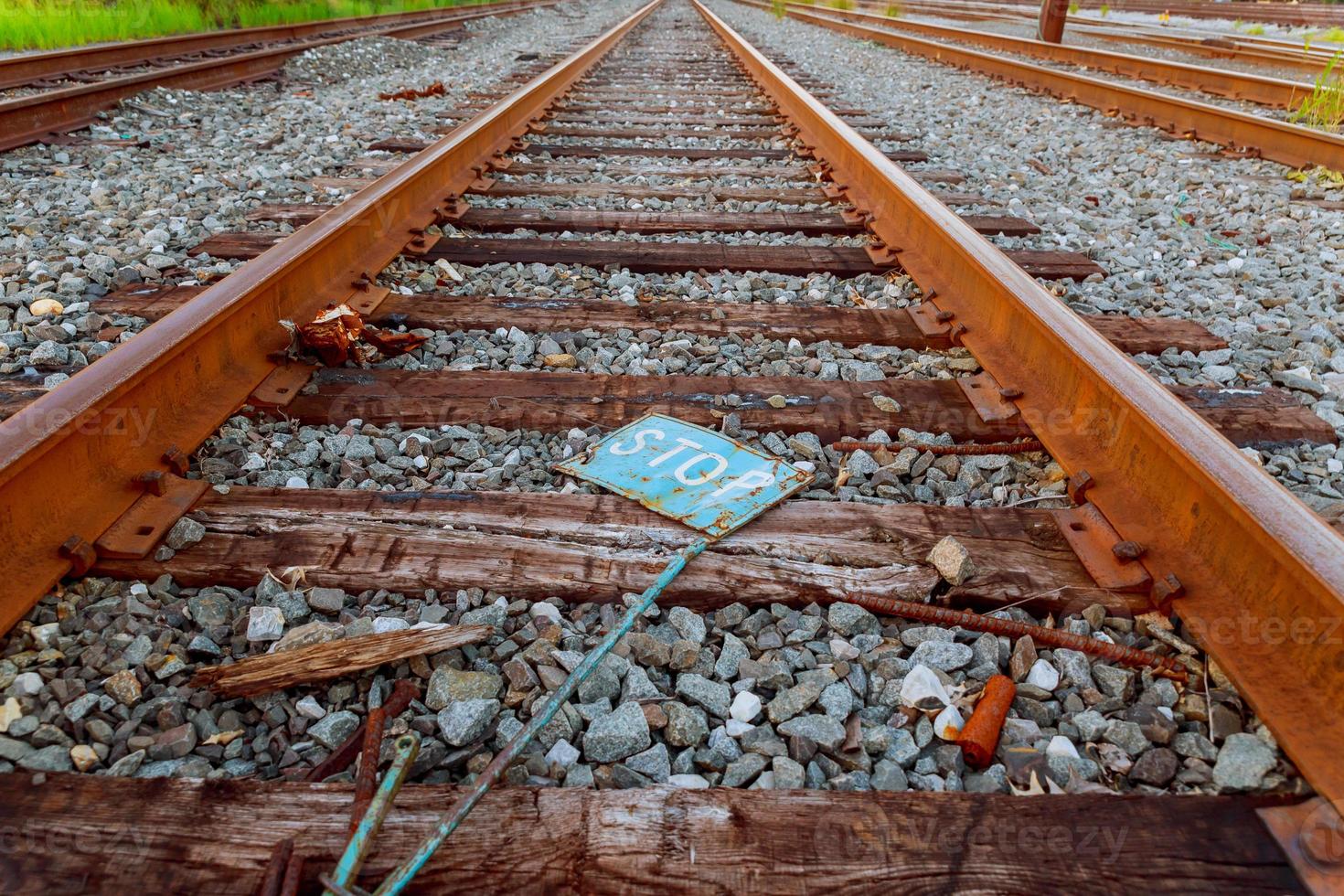 Cargo train platform at sunset. Railroad in Ukraine. Railway photo