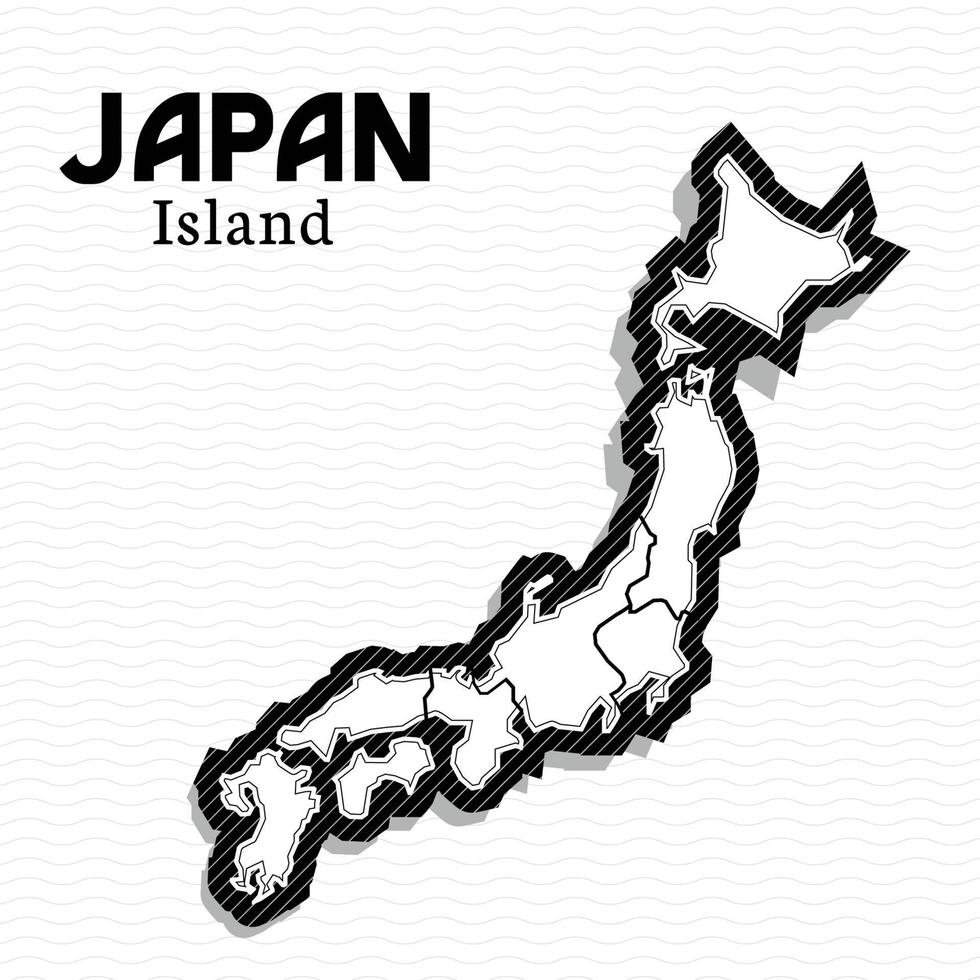 Post template for social media Japanese Island vector map black and white, high detail illustration. Japan is one of the countries in Asia.