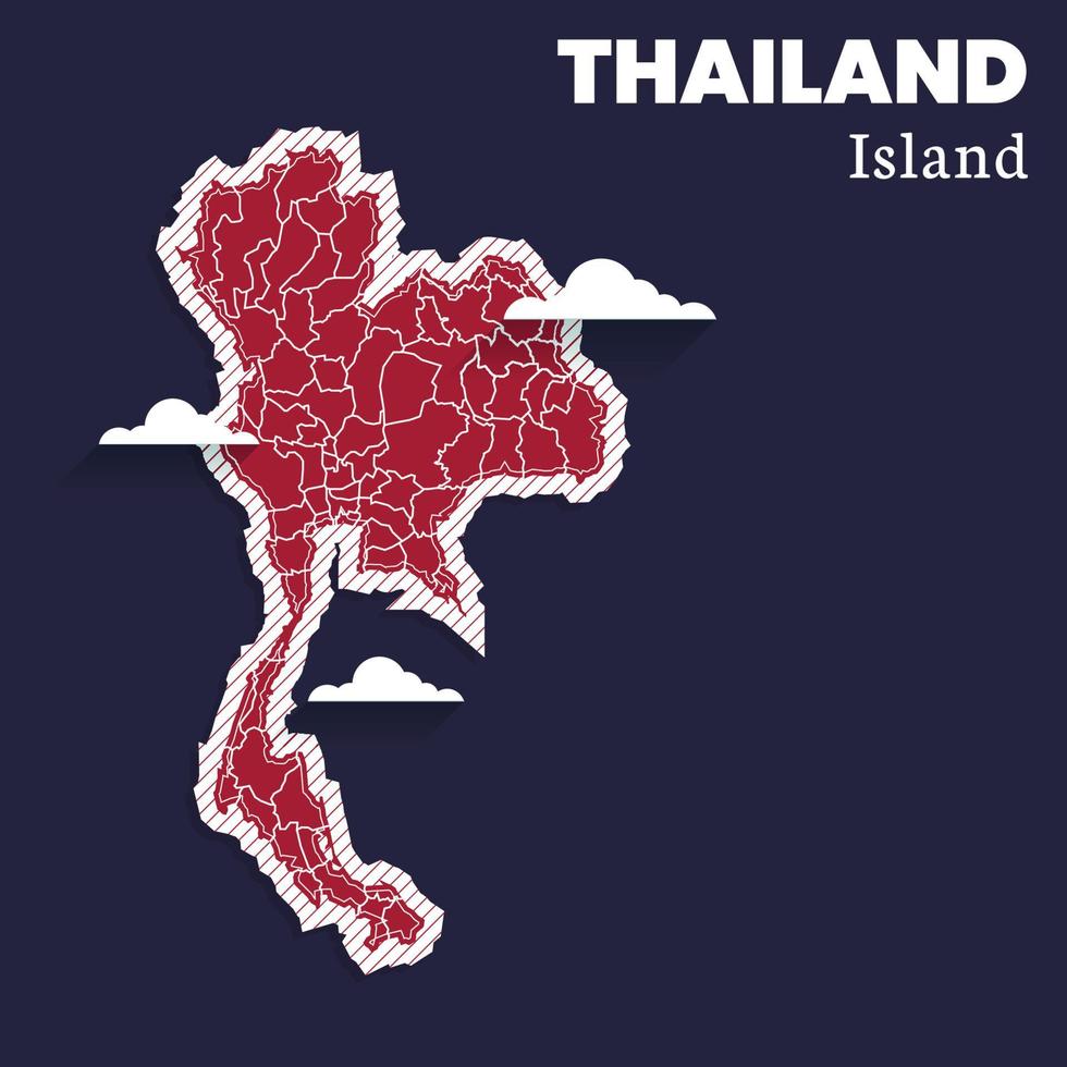 Post template for social media Thailand Island vector map, high detail illustration. The country of Thailand is Southeast Asia.