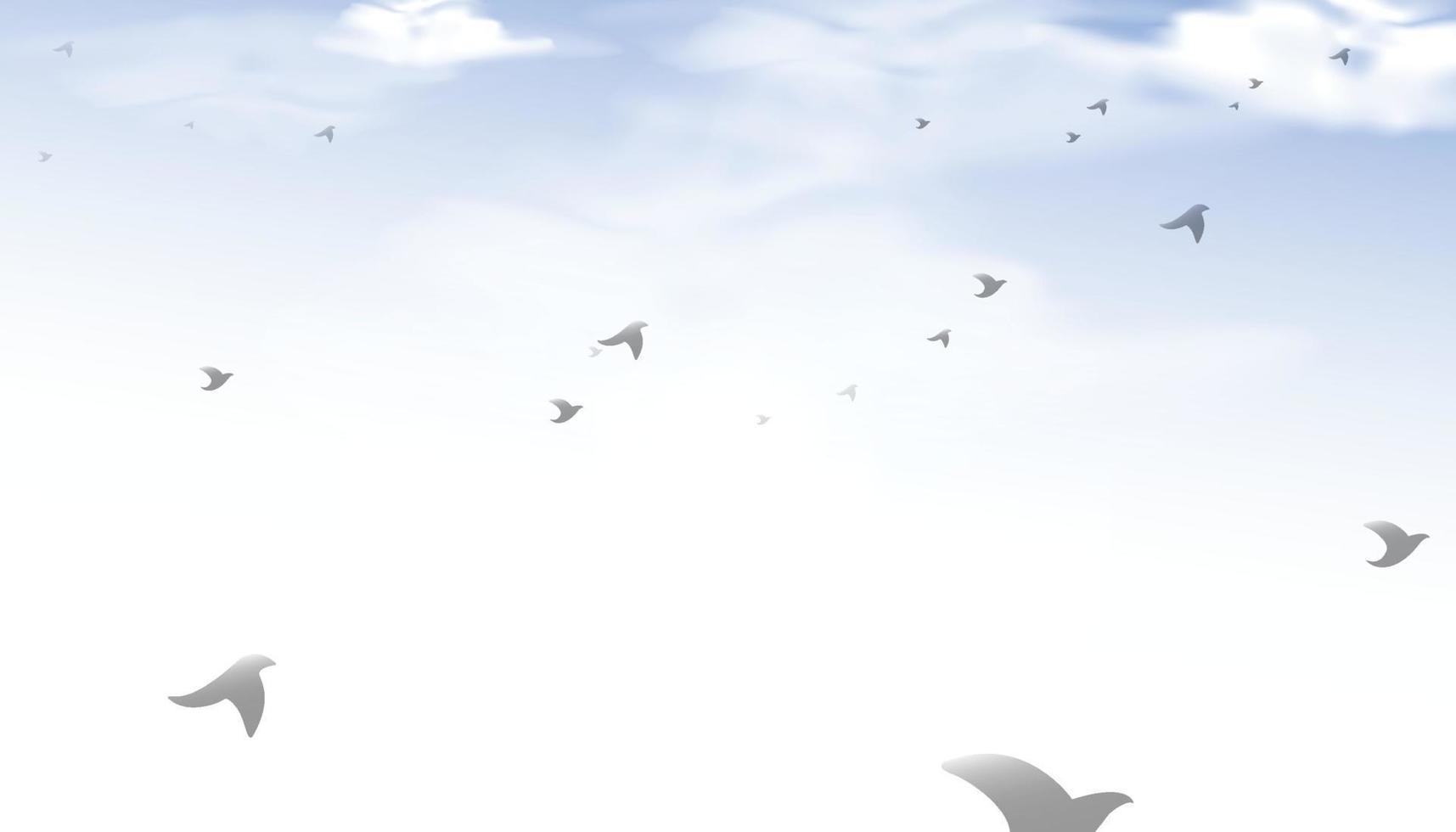 The beautiful blue sky background with flocks of birds flying. vector