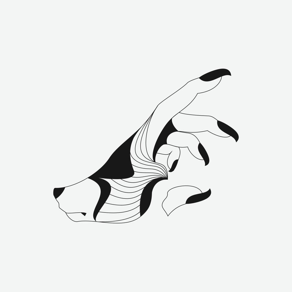 abstract illustration of wolf hand shape suitable for design of t-shirts, skateboards, book covers etc vector