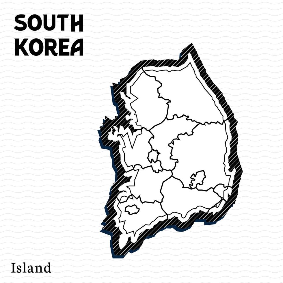 plantilla de publicación para medios sociales isla de corea del sur mapa vectorial en blanco y negro, ilustración de alto detalle. corea del sur es uno de los países de asia. vector