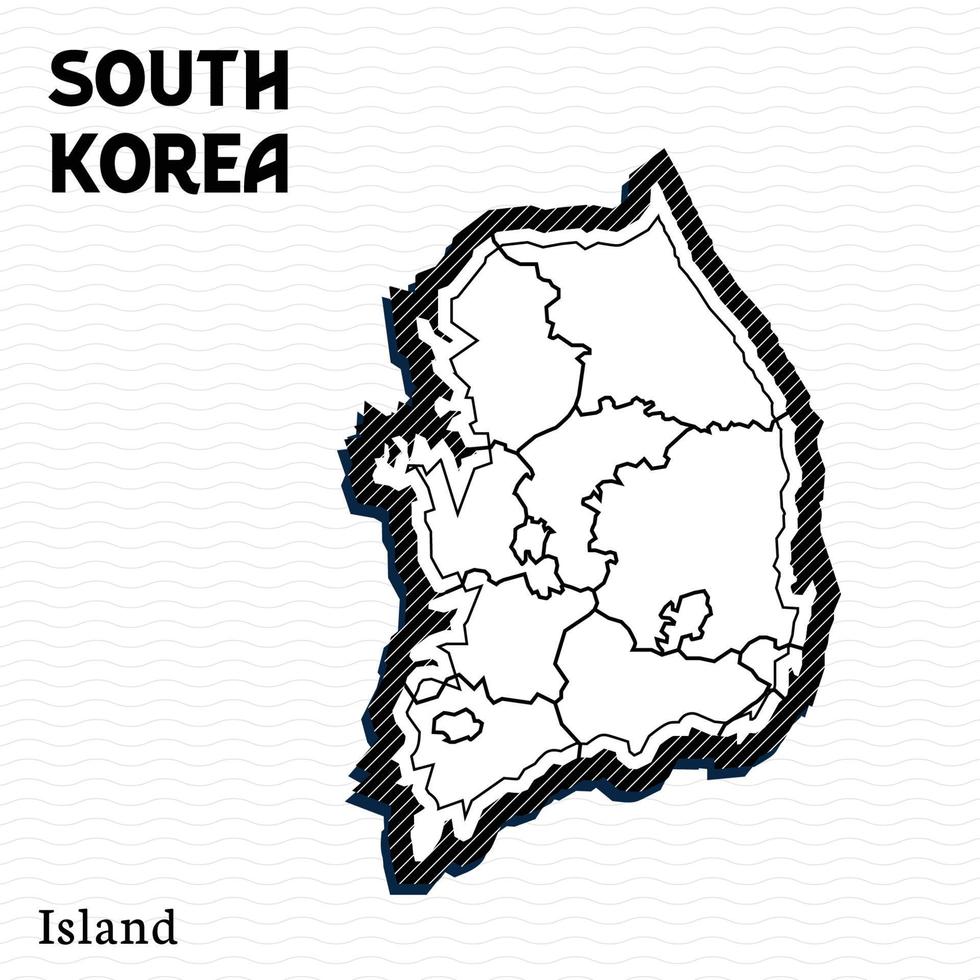 Post template for social media South korea Island vector map black and white, high detail illustration. South Korea is one of the countries in Asia.