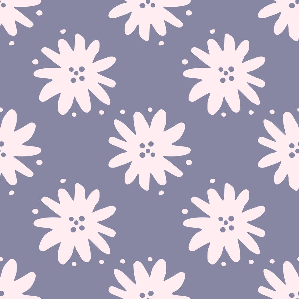 Scandinavian simple flower seamless pattern on gray background. Cute chamomile endless wallpaper. Ditsy floral background. vector