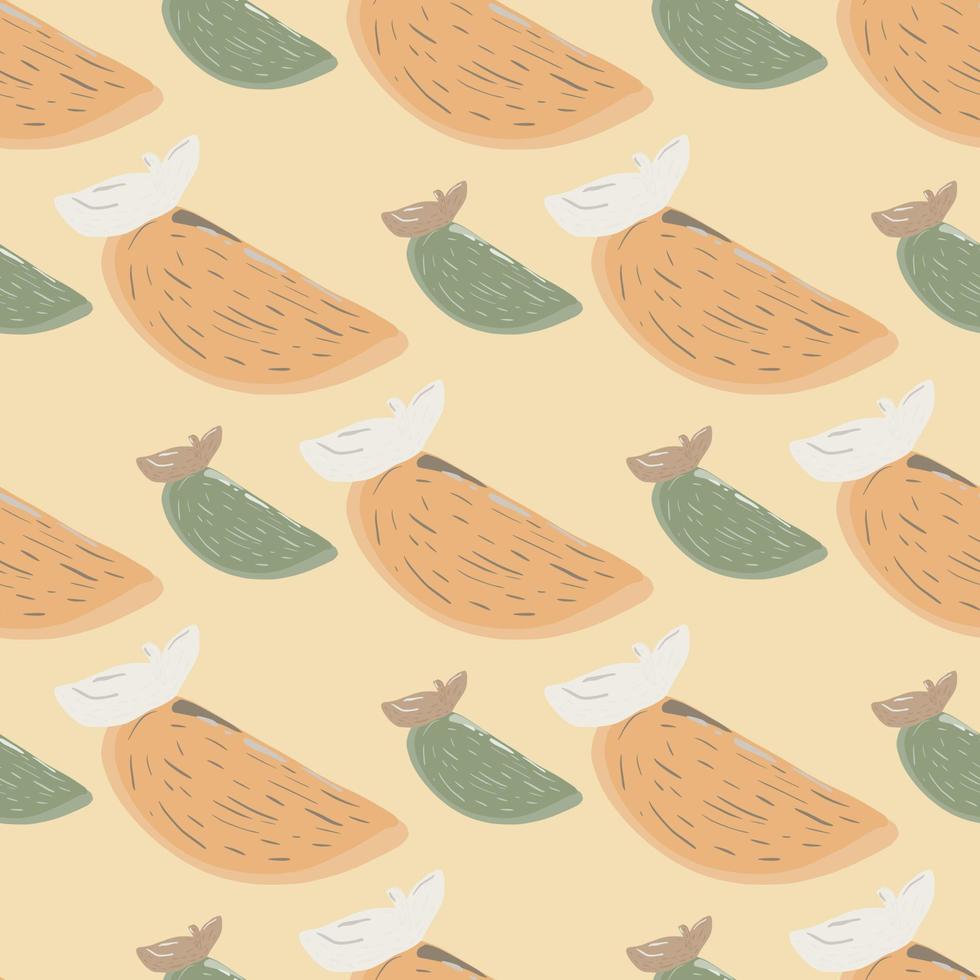 Natural fruit seamless pattern with abstract pale orange print. Persimmon slice backdrop. vector