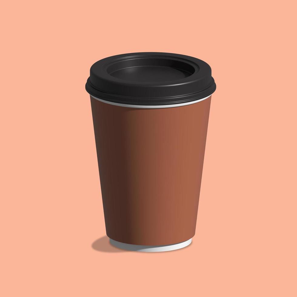 maqueta de taza de café. renderizar una ilustración 3d realista. diseño de maqueta de paquete para marca. café de distancia. Café para llevar. vector