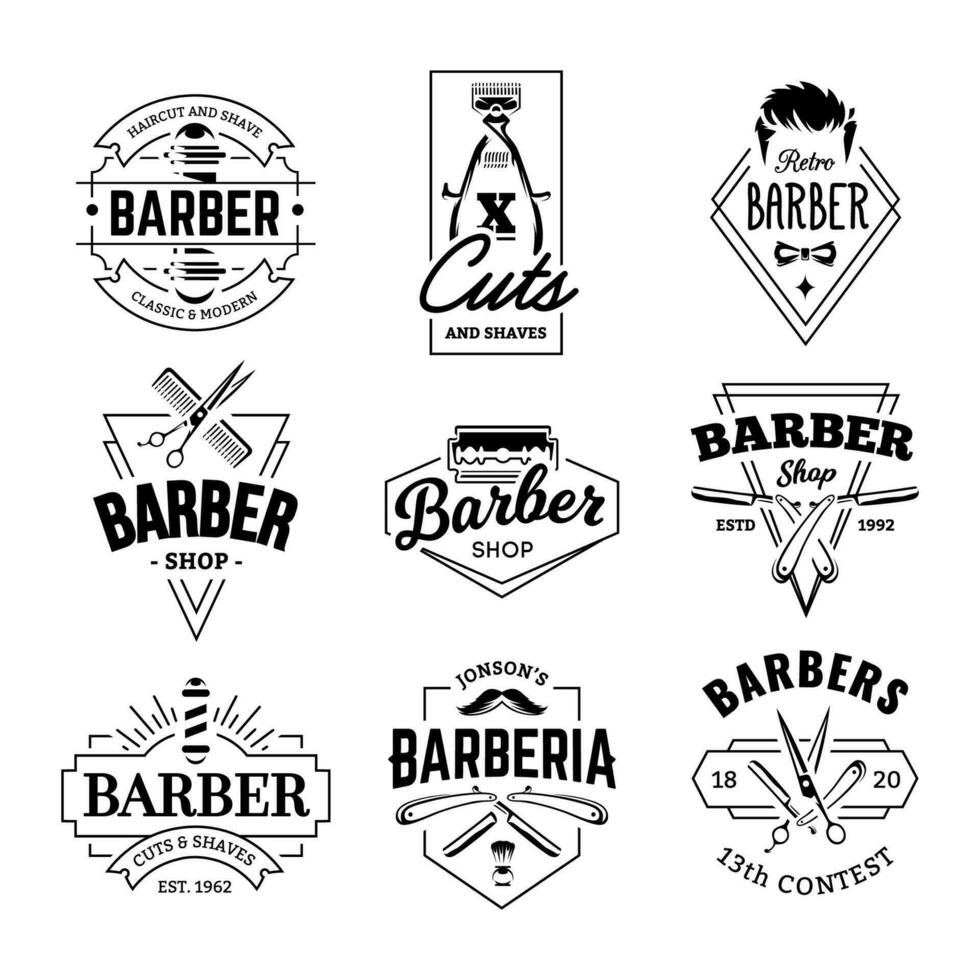 Set of Vintage Barber Shop Logo vector