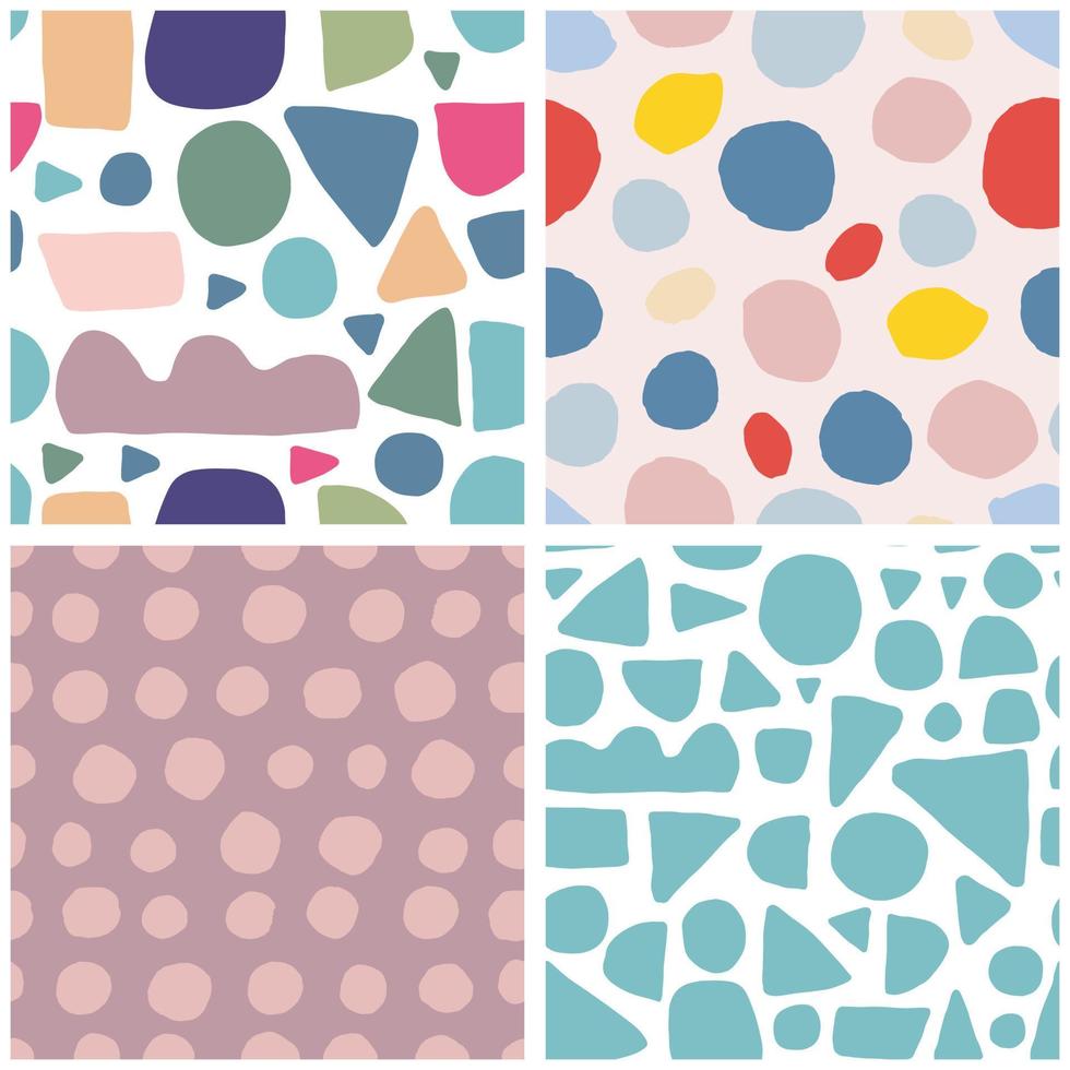 Set of trendy abstract blotch shape seamless pattern. vector