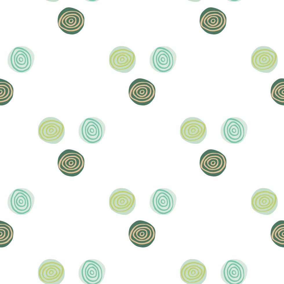 Isolated abstract pastel spiral circles seamless pattern. Green and blue ornament on white background. vector