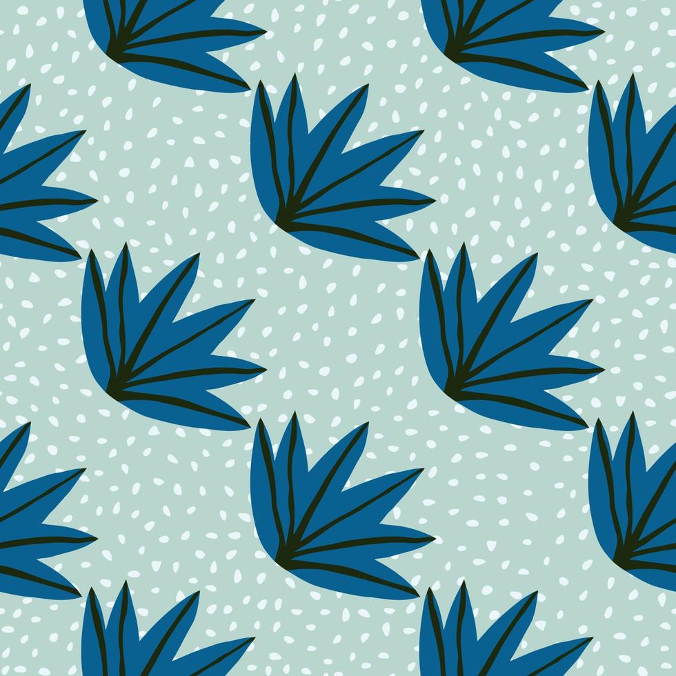 Contemporary tropical leaves seamless pattern on dots background. Tropic palm leaf doodle vector illustration. Fashion creative design.