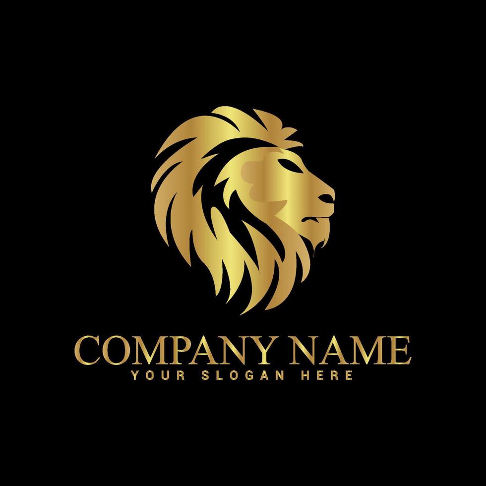 Royal Lion crown logo template. Elegant gold Leo crest symbol vector