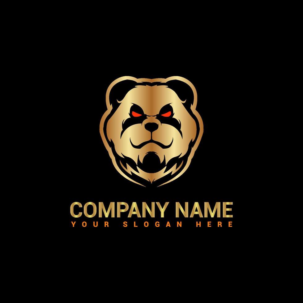 luxury  gold panda logo design vector