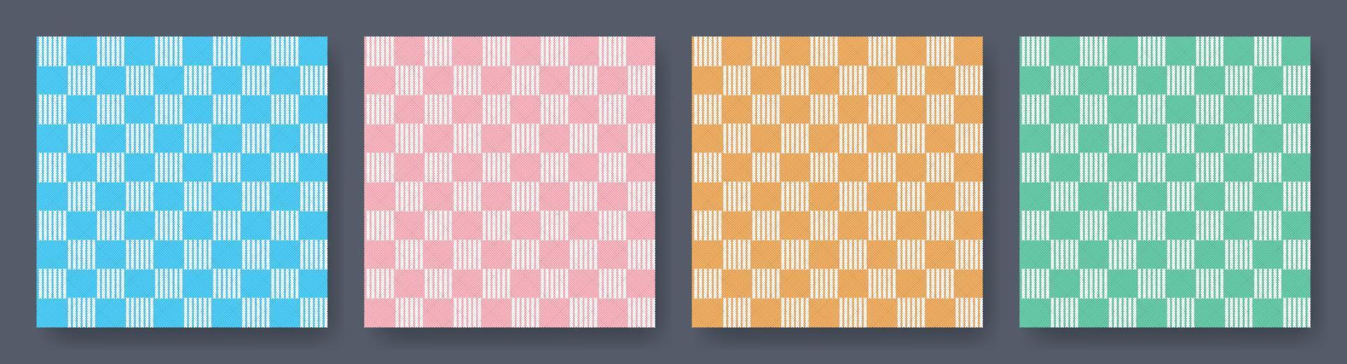 Conjunto de patrones de texturas Vichy Vichy. diseño a cuadros. fondo diagonal para servilletas, toallas. ilustración vectorial vector