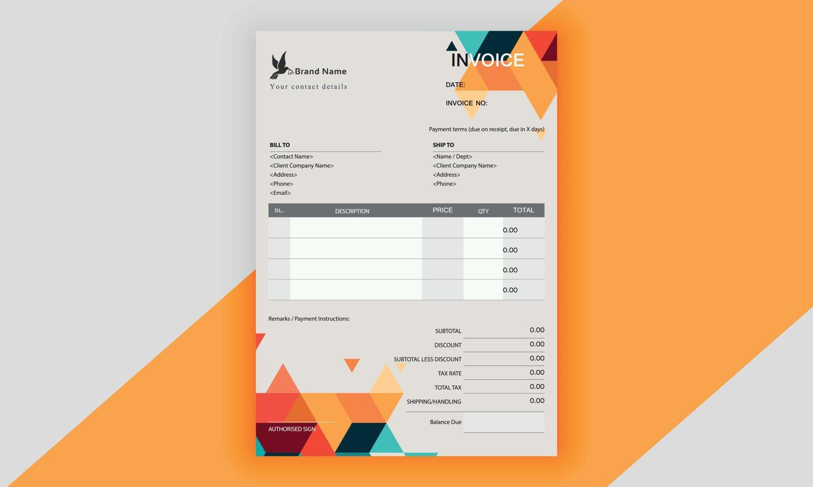 Invoice vector, money bills or price invoices and payment agreement design templates vector