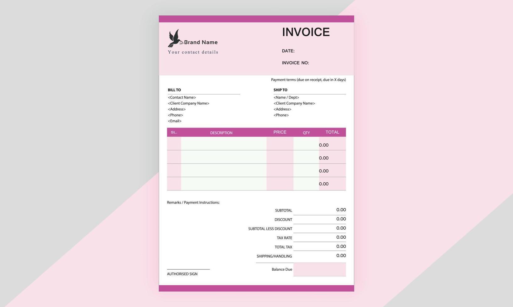 Invoice template, Invoicing quotes, money bills or price invoices and payment agreement design templates vector