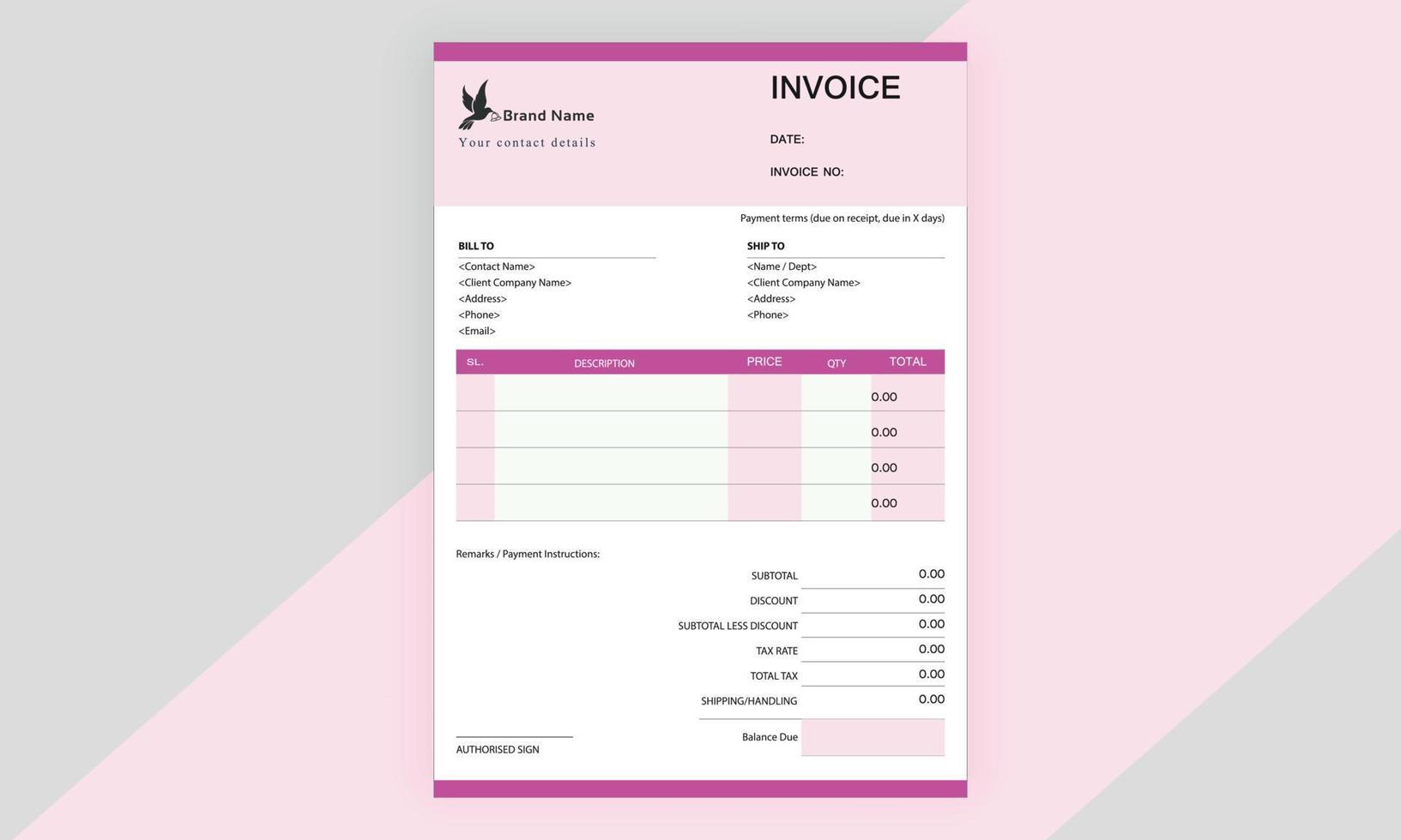 Invoice template, Invoicing quotes, money bills or price invoices and payment agreement design templates vector