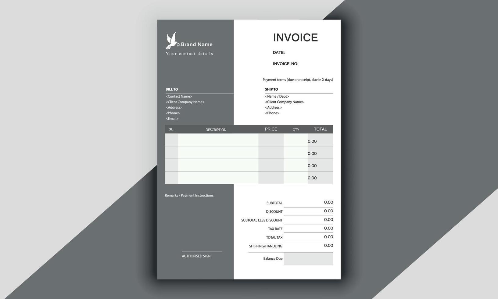 Invoice template, Invoicing quotes, money bills or price invoices and payment agreement design templates vector