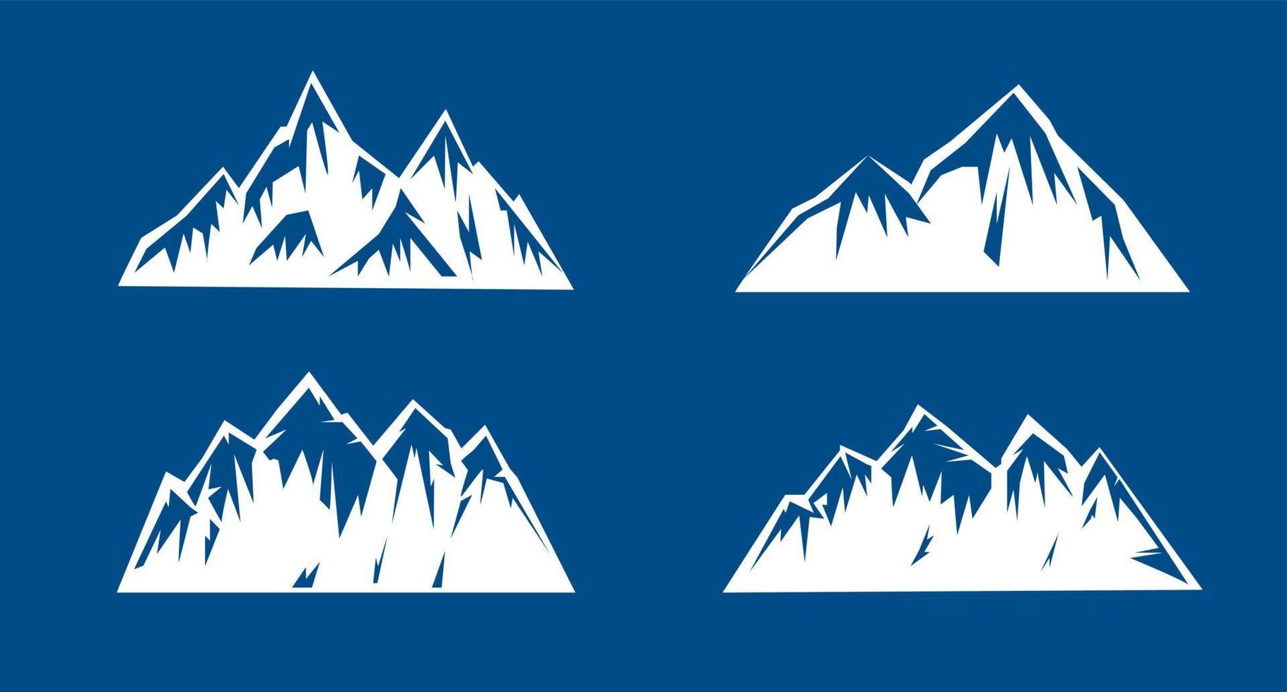 Set white Mountain outline images. Vector Illustration.