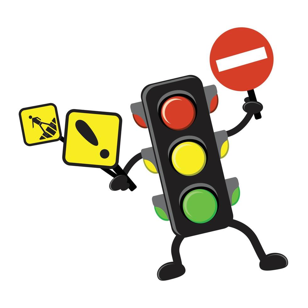 ilustración de semáforo con señal de tráfico vector