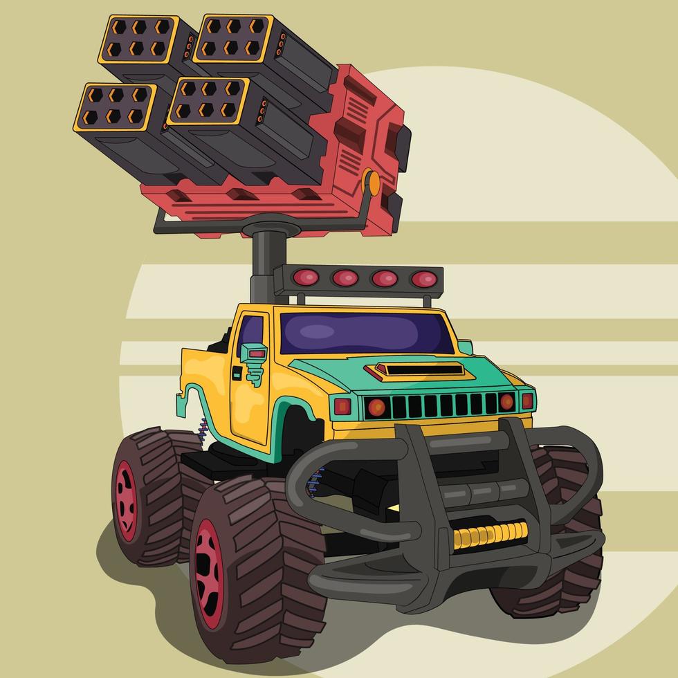 Truck with advanced rocket launcher vector