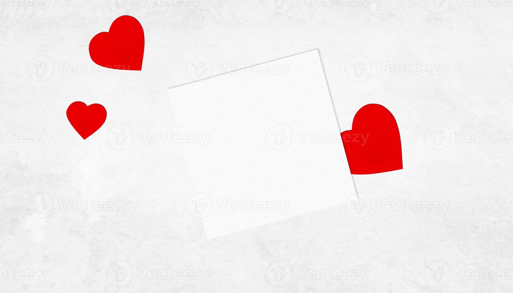 Valentine's day greeting card with red hearts and space for your greetings. photo