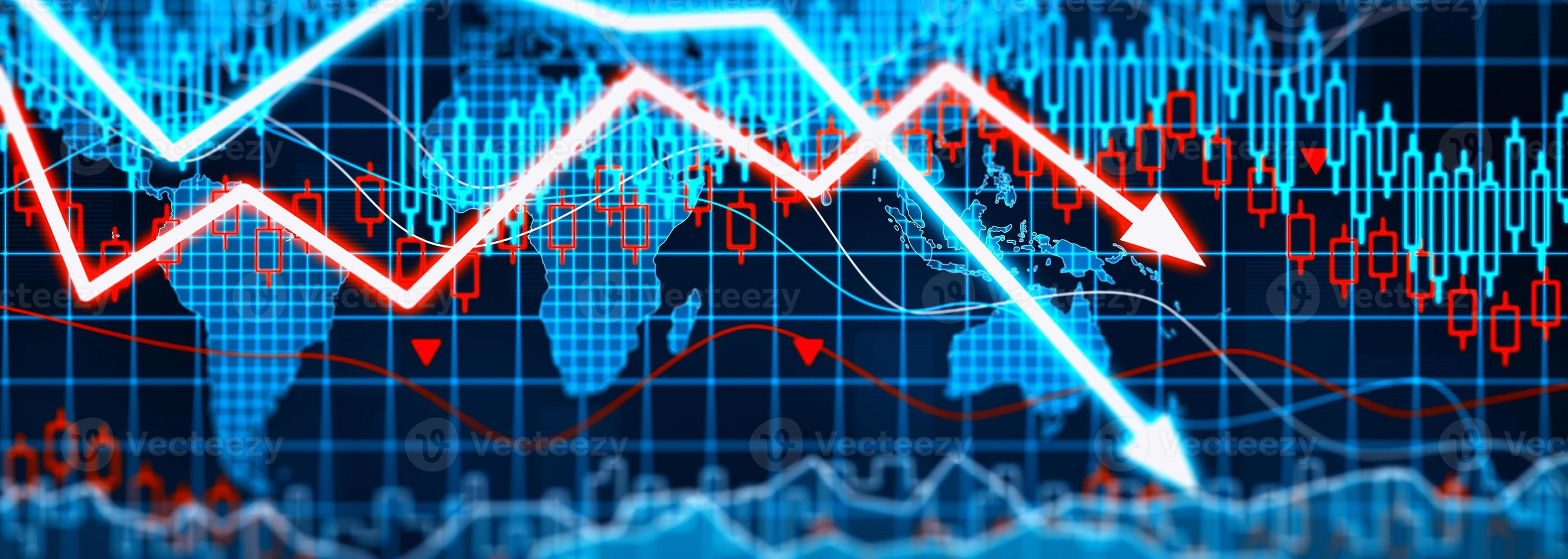 Econimical crisis concept. Spread in the world, economy is down. 3d illustration photo