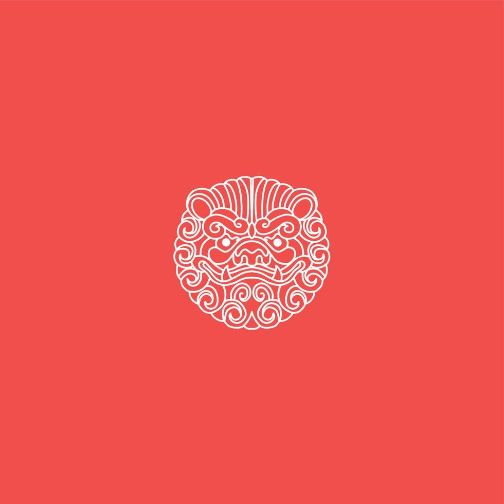 Foo dog vector in red background