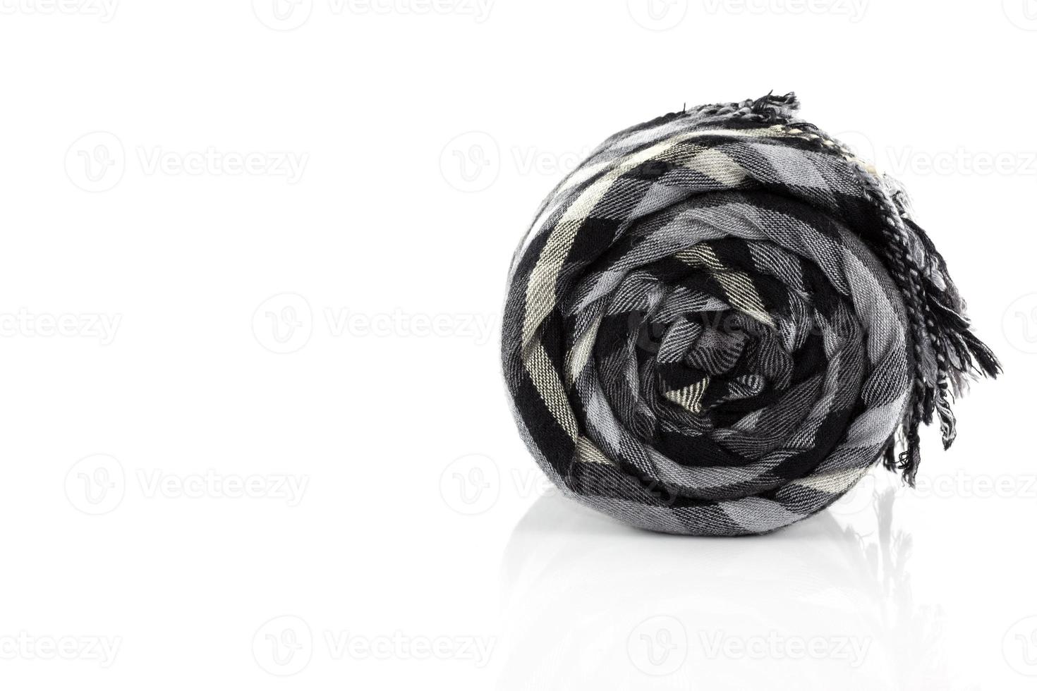 Scarf black plaid isolate on white background photo