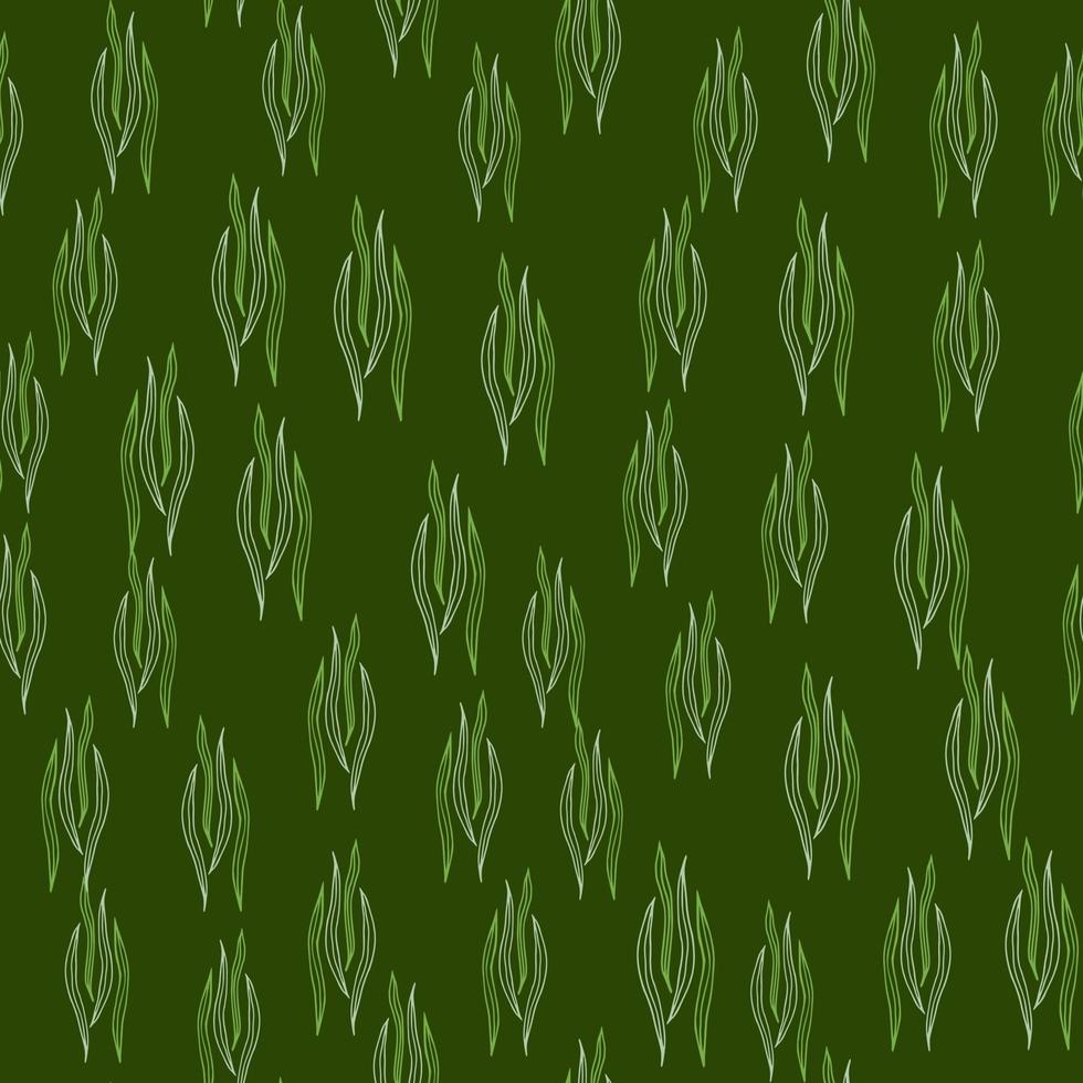 el esquema botánico simple da forma a un patrón sin fisuras en el fondo verde. papel pintado de la naturaleza. vector