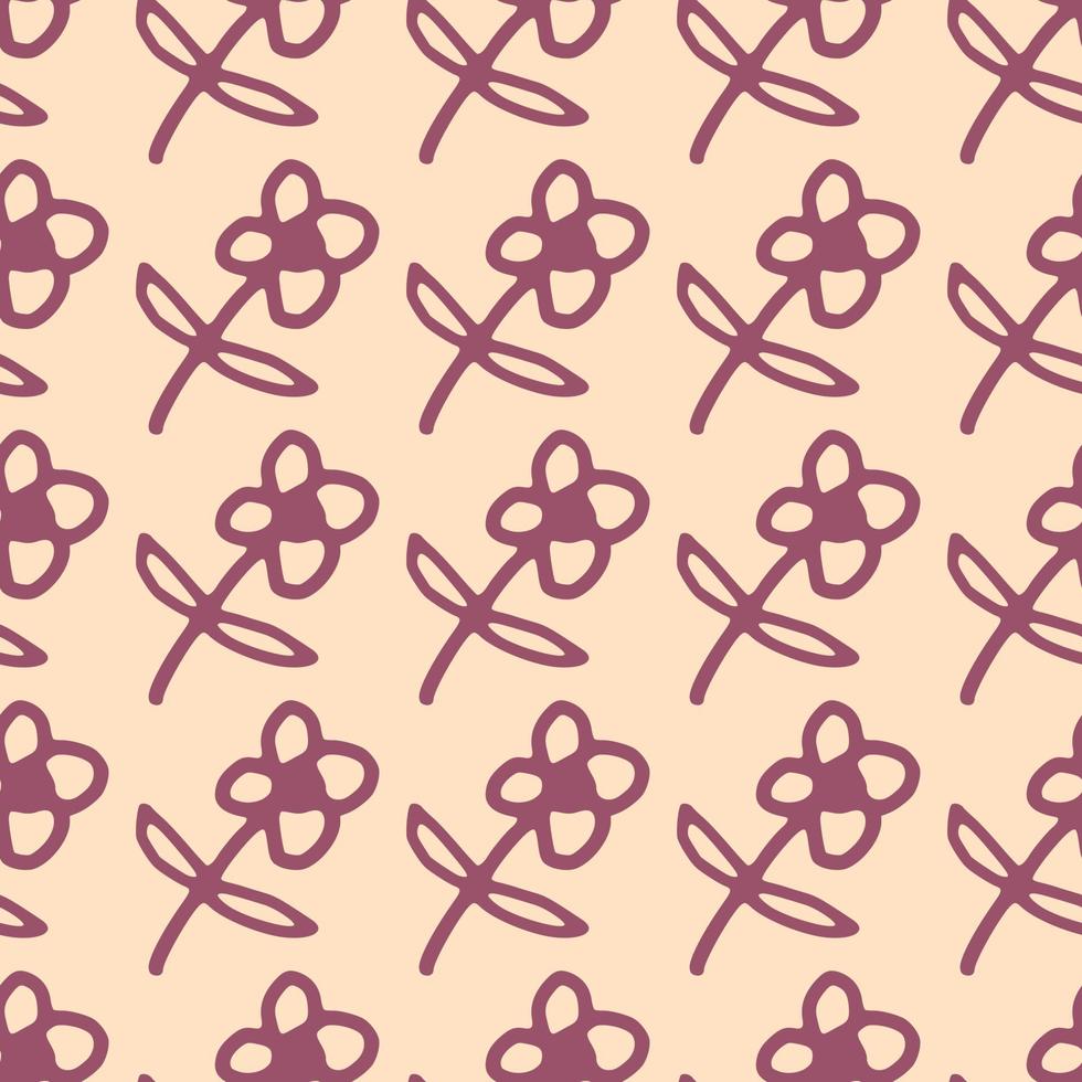 Seamless pattern with geometric flowers. Simple style. Doodle floral wallpaper. vector