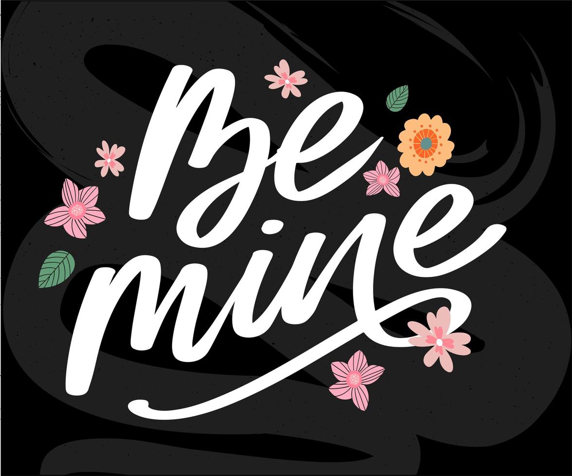 Be mine Valentine's day template for banner design. Background Romantic background. Hand lettering. vector