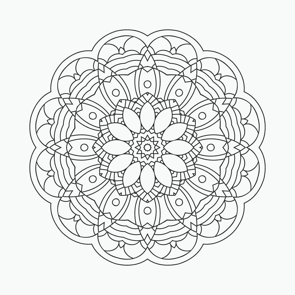 patrón de mandala de decoración para colorear páginas. vector de arte de línea de mandala de flores. vector de patrón de mandala circular. elementos de decoración indios antiguos. patrón de mandala de página para colorear.