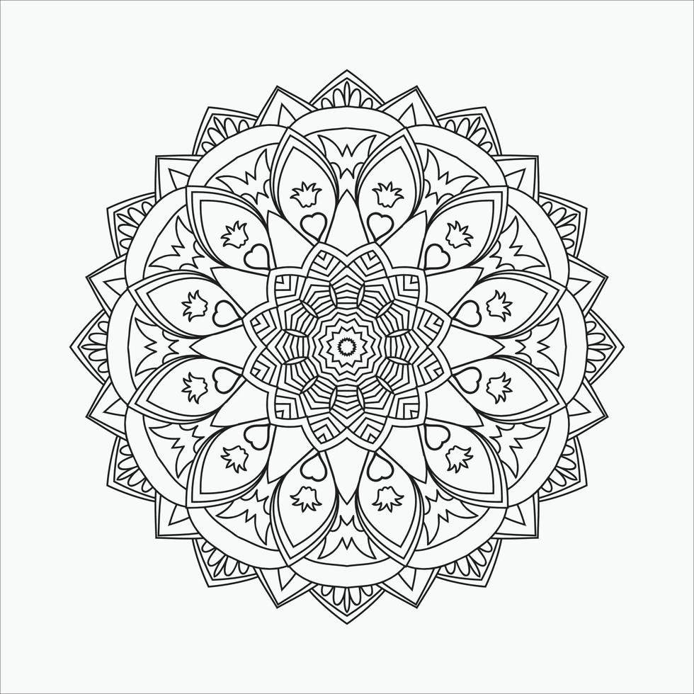 Mandala pattern for coloring pages. Flower mandala line art. Decorative frame ornament. Circular mandala pattern vector. Vintage Indian decoration elements. Coloring page mandala line art vector. vector