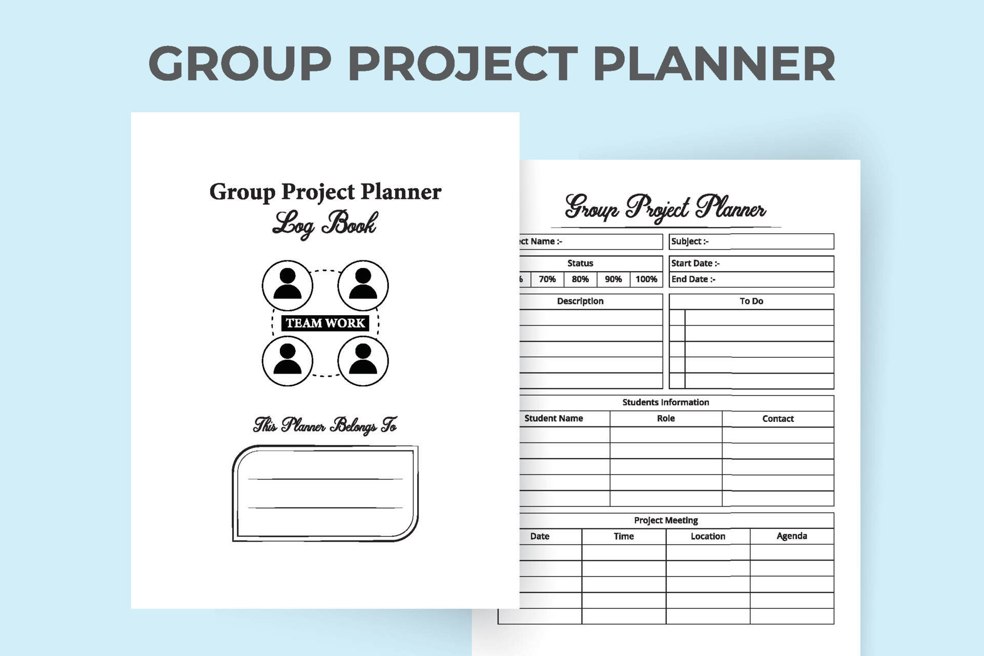 Group project planner interior. Educational group project tracker template.  Logbook interior. Students group project organizer and task tracker  notebook. Study project tracker template. 5668756 Vector Art at Vecteezy