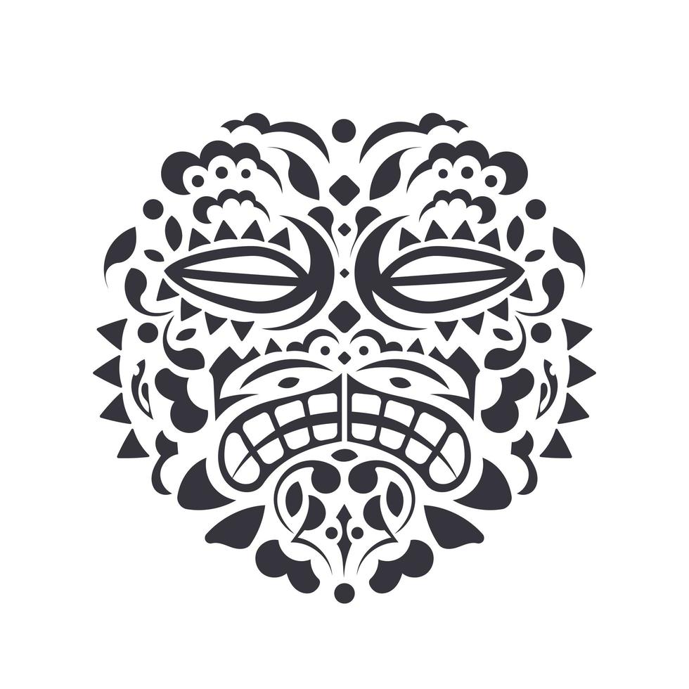 máscara cara tatuaje ornamento estilo maorí. tiki moko. diseño vectorial de tótem. máscara tradicional ritual africana. vector
