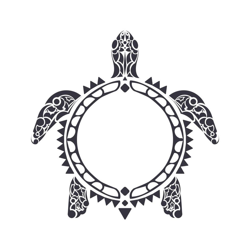 Sea turtle in the Maori style. Tattoo sketch vector