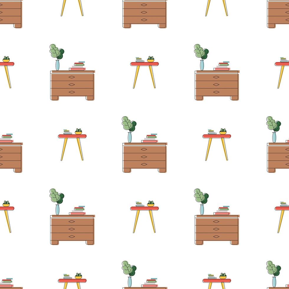 Seamless pattern with dumbbells and chests of drawers. Thin Line art. For backgrounds, websites, textiles, postcards and books. illustration. vector
