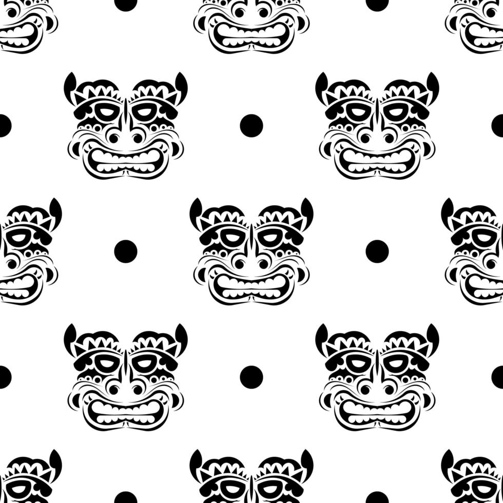 Tribal mask seamless pattern. Traditional african and polynesian totem symbols. vector